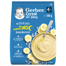 GERBER Kaše mléčná cereal banánová Dobrou noc 230 g GERBER Kaše mléčná cereal banánová Dobrou noc 230 g