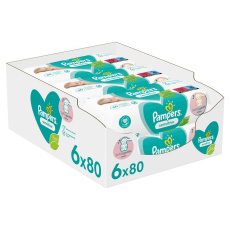 PAMPERS Sensitive XXL Vlhčené ubrousky 6x80 ks PAMPERS Sensitive XXL Vlhčené ubrousky 6x80 ks