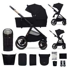 KINDERKRAFT Kočárek kombinovaný Nea 2 2v1 Midnigth Black + Fusak3v1 Jibot Horizontal Ink Black