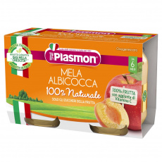 PLASMON Příkrm ovocný jablko a meruňka 2x104 g, 6m+ PLASMON Příkrm ovocný jablko a meruňka 2x104 g, 6m+