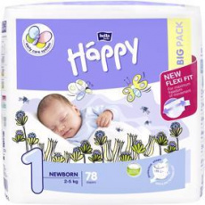 BELLA HAPPY Newborn 1 (2-5 kg) Big Pack 78 ks - jednorázové pleny BELLA HAPPY Newborn 1 (2-5 kg) Big Pack 78 ks - jednorázové pleny
