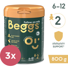 3x BEGGS 2 Mléko následné 800 g 6m+