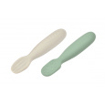 První trénovací lžičky silikonové 2 ks Sage Green / Velvet Grey