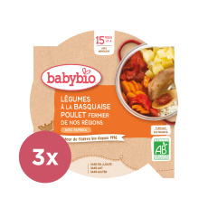 3x BABYBIO Menu zelenina s kuřecím masem a rýží 260 g