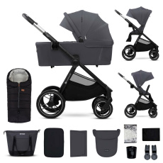 KINDERKRAFT Kočárek kombinovaný Nea 2 2v1 Dark Grey + Fusak3v1 Jibot Horizontal Ink Black