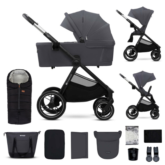 KINDERKRAFT Kočárek kombinovaný Nea 2 2v1 Dark Grey + Fusak3v1 Jibot Horizontal Ink Black KINDERKRAFT Kočárek kombinovaný Nea 2 2v1 Dark Grey + Fusak3v1 Jibot Horizontal Ink Black