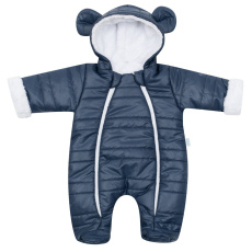 Zimní kojenecká kombinéza s kapucí a oušky New Baby Pumi blue Zimní kojenecká kombinéza s kapucí a oušky New Baby Pumi blue