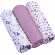 BABYONO Pleny mušelínové Super soft 3 ks fialové BABYONO Pleny mušelínové Super soft 3 ks fialové