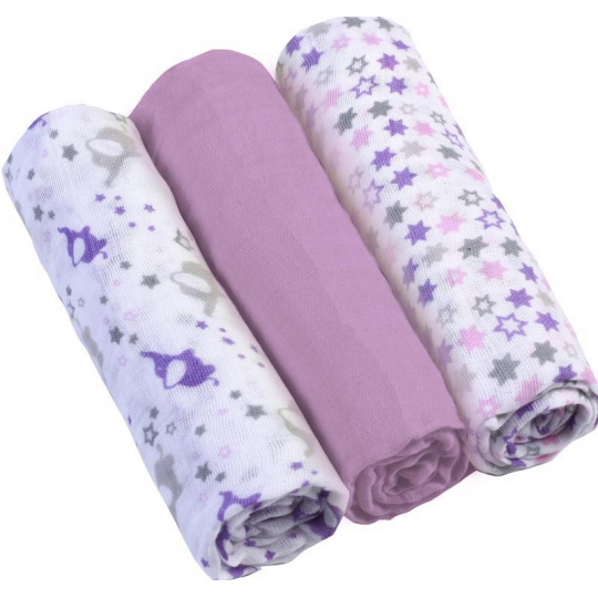 BABYONO Pleny mušelínové Super soft 3 ks fialové BABYONO Pleny mušelínové Super soft 3 ks fialové