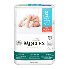 MOLTEX Pure&Nature Kalhotky plenkové jednorázové 5 Junior (9-14 kg) 20 ks MOLTEX Pure&Nature Kalhotky plenkové jednorázové 5 Junior (9-14 kg) 20 ks