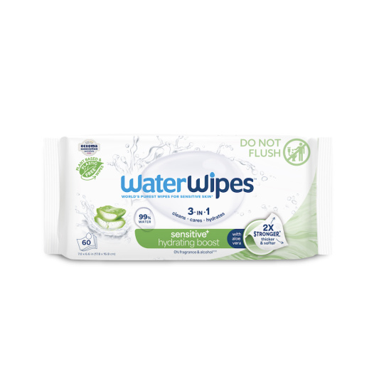 WATERWIPES Ubrousky vlhčené Hydrating clean with aloe vera 3in1 60 ks
