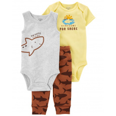 CARTER'S Set 3dílný tepláky, body kr. rukáv, body bez rukávů Brown Shark kluk 12m CARTER'S Set 3dílný tepláky, body kr. rukáv, body bez rukávů Brown Shark kluk 12m