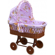 Scarlett Proutěný košík na miminko s boudičkou Scarlett Mráček - růžová