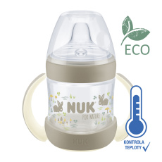 NUK Láhev kojenecká For Nature na učení s kontrolou teploty, hnědá 150 ml