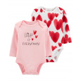 CARTER'S Body dlouhý rukáv Pink Slogan holka 2ks NB/ vel. 56