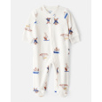 CARTER'S Overal na zip fleece Sleep & Play ivory Animal ski chlapec 6m/vel.68