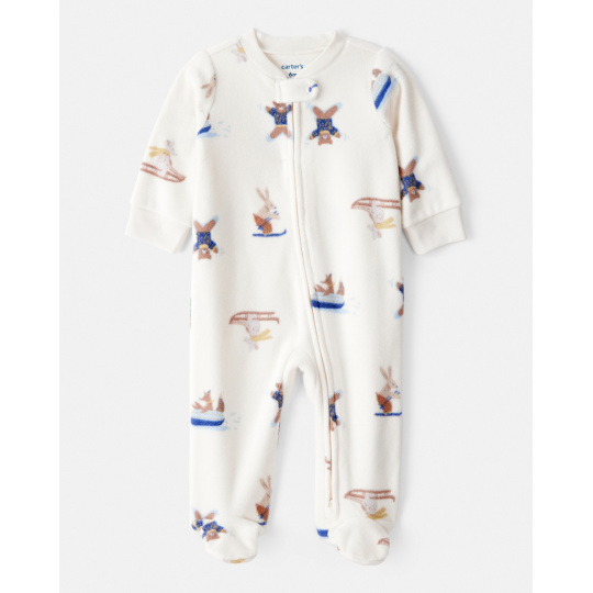 CARTER'S Overal na zip fleece Sleep & Play ivory Animal ski chlapec 6m/vel.68 CARTER'S Overal na zip fleece Sleep & Play ivory Animal ski chlapec 6m/vel.68