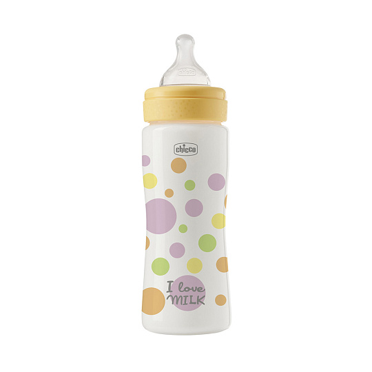 CHICCO Láhev kojenecká Perfect Easy 330 ml, rychlý silikonový průtok, pro chlapce, 4m+