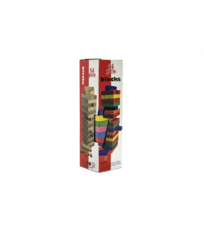 Hra Jenga věž dřevo 54ks barevných dílků hlavolam v krabičce 8x29cm Hra Jenga věž dřevo 54ks barevných dílků hlavolam v krabičce 8x29cm