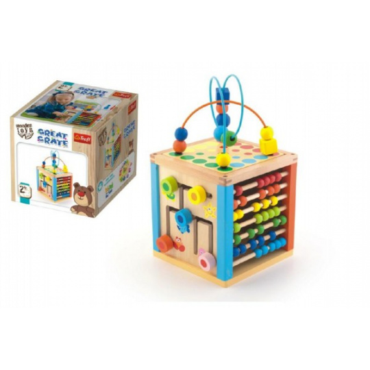 Kostka edukační dřevěná Wooden Toys v krabici 21x21x21cm 2+