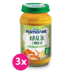 3x HAMÁNEK Králík s bramborem v mrkvové omáčce (230 g) 3x HAMÁNEK Králík s bramborem v mrkvové omáčce (230 g)
