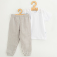 Dětská bavlněná souprava tričko a mušelínové kalhoty New Baby Kindergarten světle šedá