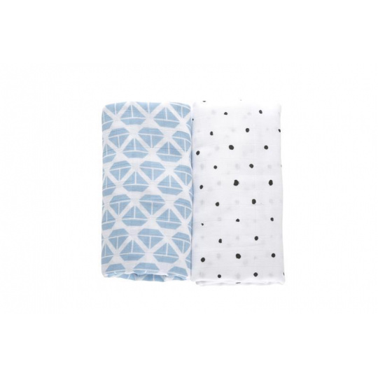 MOTHERHOOD Přikrývka mušelínová 2ks Blue Boats 100x120 cm MOTHERHOOD Přikrývka mušelínová 2ks Blue Boats 100x120 cm