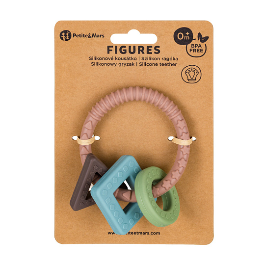 PETITE&MARS Kousátko silikonové Figures Velvet Latte 0m+