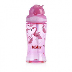 NUBY Hrnek netekoucí se sklápěcím brčkem 360 ml růžová