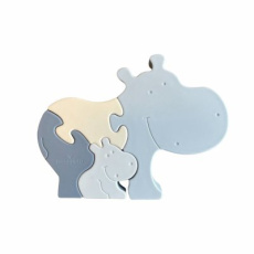 PETÚ PETÚ Alfie Silikonové puzzle Hippo Blue mix
