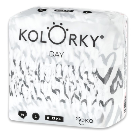 KOLORKY DAY Pleny jednorázové eko, srdce L (8-13 kg) 19 ks