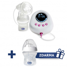 CHICCO Odsávačka mateřského mléka elektrická Single + zdarma Láhev kojenecká Natural Feeling 150ml CHICCO Odsávačka mateřského mléka elektrická Single + zdarma Láhev kojenecká Natural Feeling 150ml