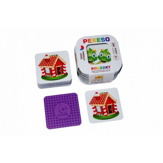 Pexeso Pohádky 64 karet společenská hra v plechové krabičce 6,5x6,5x4cm 9ks v boxu