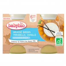 BABYBIO Brassé z ovčího mléka mirabelky vanilka 2x 130 g