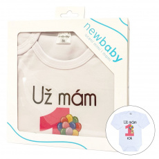 Body s potiskem New Baby Už mám 1 rok růžové - dárkové balení Body s potiskem New Baby Už mám 1 rok růžové - dárkové balení