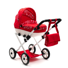 Dětský kočárek pro panenky New Baby COMFORT červený květy bílé Dětský kočárek pro panenky New Baby COMFORT červený květy bílé