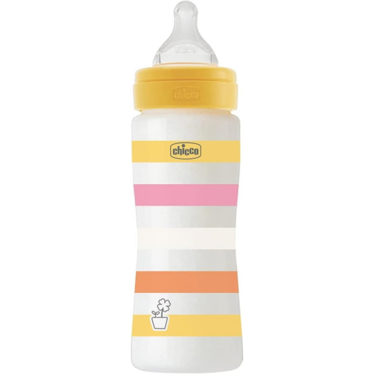 CHICCO Láhev kojenecká Well-being silikon 330 ml děvče