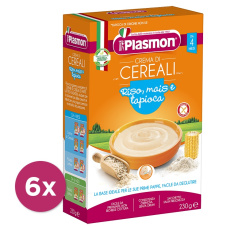 6x PLASMON Kaše bezlepková z rýže, kukuřice a tapioky 230 g, 4m+ 6x PLASMON Kaše bezlepková z rýže, kukuřice a tapioky 230 g, 4m+