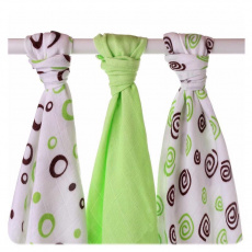 KIKKO Pleny bambusové Spirals&Bubbles 70x70 cm, lime 3 ks KIKKO Pleny bambusové Spirals&Bubbles 70x70 cm, lime 3 ks