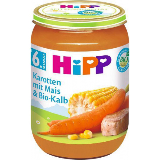 HiPP BIO Mrkev s kukuřicí a BIO telecím masem 190 g, 6m+