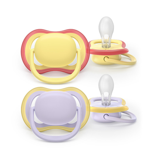 Philips AVENT Šidítko Ultra air fialová/žlutá 0-6m dívka, 2ks Philips AVENT Šidítko Ultra air fialová/žlutá 0-6m dívka, 2ks