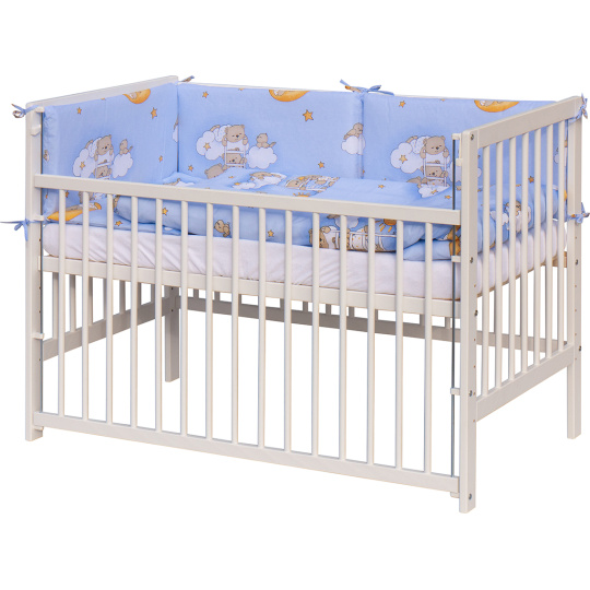 Scarlett Dětská postýlka s kompletní výbavou Scarlett 120 x 60 cm - Mráček - modrá Scarlett Dětská postýlka s kompletní výbavou Scarlett 120 x 60 cm - Mráček - modrá