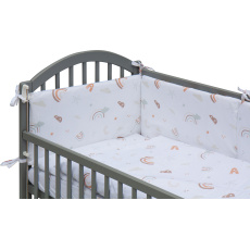 Dětská postýlka se stahovací bočnicí - šedá - 120x60 cm s kompletní výbavou Decentní motiv Barva soupravy: Monta