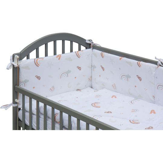 Dětská postýlka se stahovací bočnicí - šedá - 120x60 cm s kompletní výbavou Decentní motiv Barva soupravy: Monta Dětská postýlka se stahovací bočnicí - šedá - 120x60 cm s kompletní výbavou Decentní motiv Barva soupravy: Monta