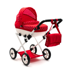Dětský kočárek pro panenky New Baby COMFORT červený s puntíky Dětský kočárek pro panenky New Baby COMFORT červený s puntíky