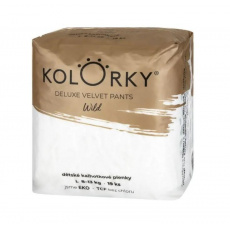 KOLORKY DELUXE VELVET PANTS Wild Kalhotky plenkové jednorázové eko L (8-13 kg) 19 ks KOLORKY DELUXE VELVET PANTS Wild Kalhotky plenkové jednorázové eko L (8-13 kg) 19 ks