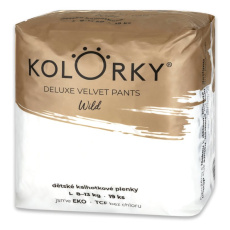 KOLORKY DELUXE VELVET PANTS Wild Kalhotky plenkové jednorázové eko L (8-13 kg) 19 ks KOLORKY DELUXE VELVET PANTS Wild Kalhotky plenkové jednorázové eko L (8-13 kg) 19 ks