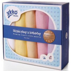 KIKKO Pleny dětské z biobavlny Staré časy 70x70 (5 ks) – pastels, pro holky