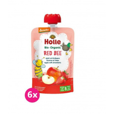 6x HOLLE Red Bee Bio pyré jablko jahody 100 g (8+)