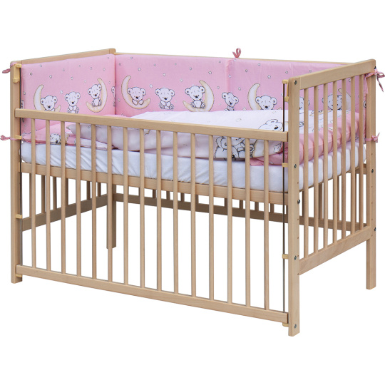 Scarlett Dětská postýlka s kompletní výbavou Scarlett 120 x 60 cm - Toro - růžová Scarlett Dětská postýlka s kompletní výbavou Scarlett 120 x 60 cm - Toro - růžová